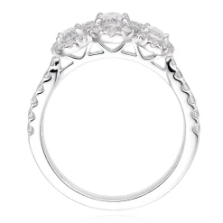 Beaverbrooks Platinum Diamond Three Stone Halo Ring