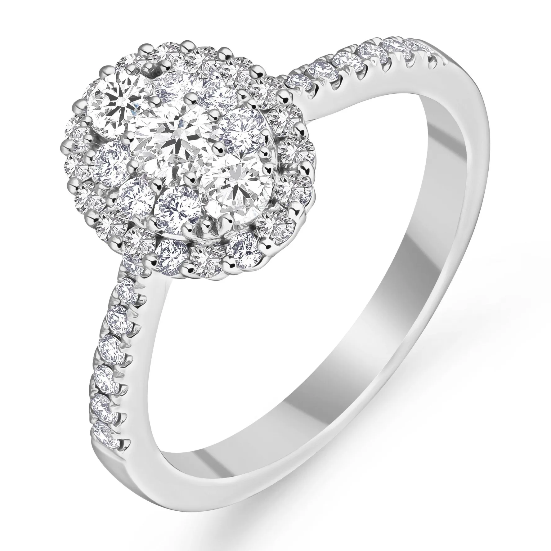 Beaverbrooks Platinum Diamond Cluster Ring