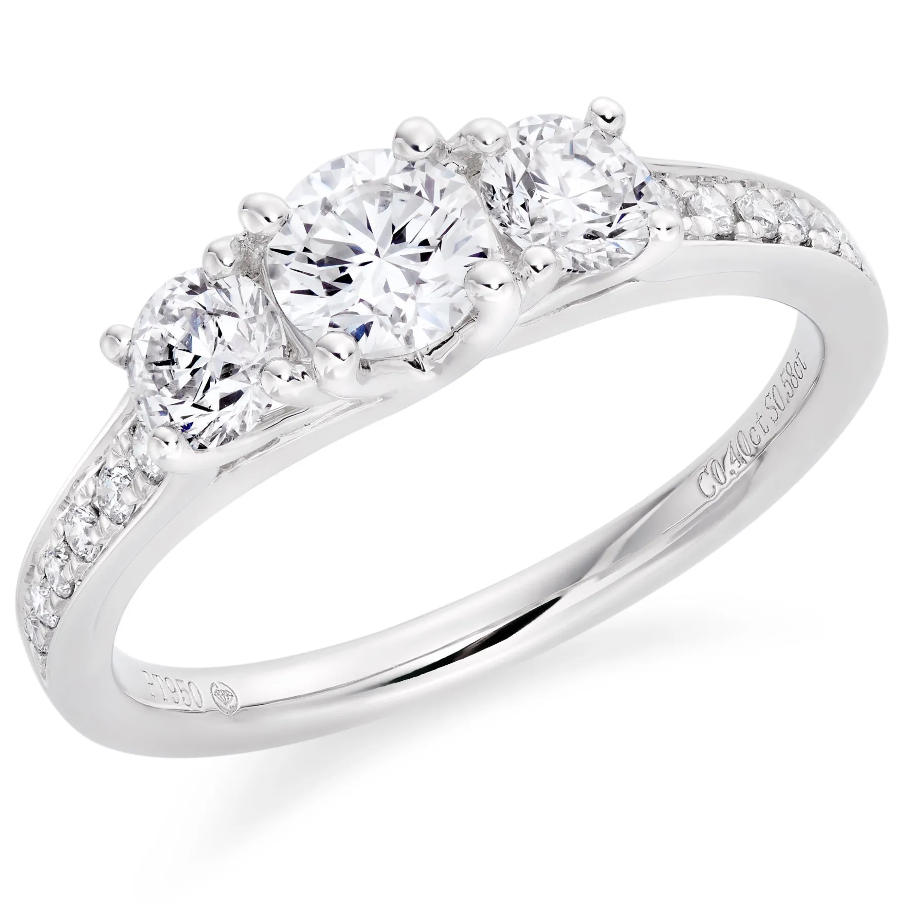 Beaverbrooks Platinum Diamond Three Stone Ring