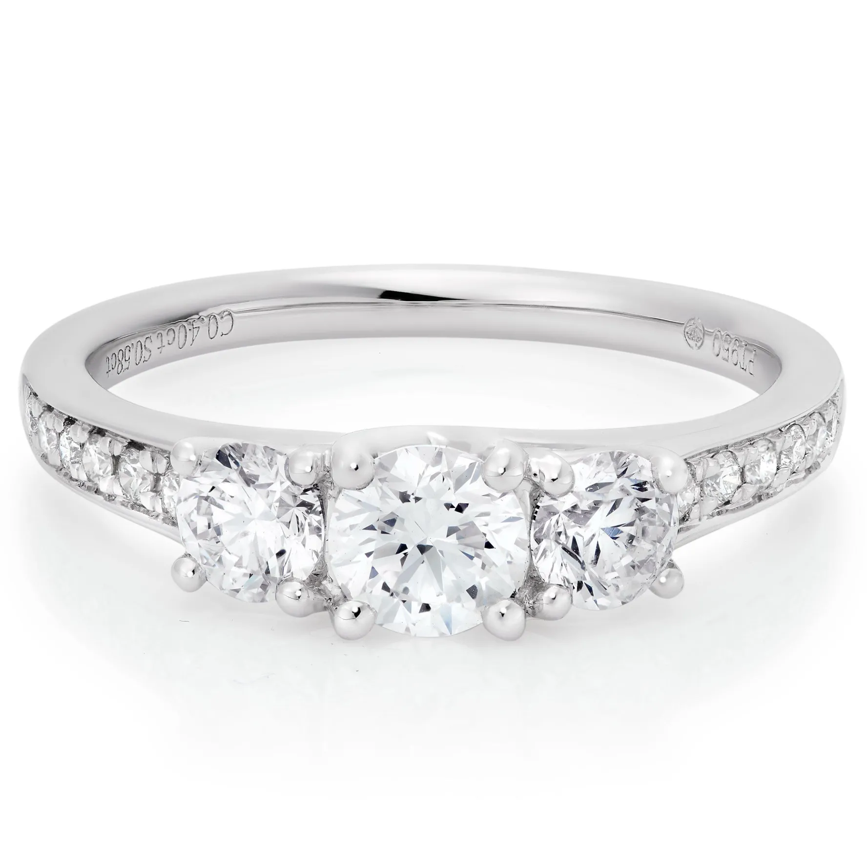 Beaverbrooks Platinum Diamond Three Stone Ring