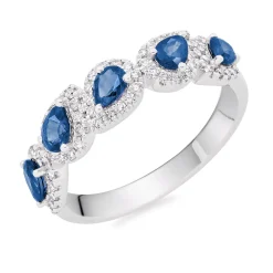 Beaverbrooks Platinum Diamond Sapphire Half Eternity Ring