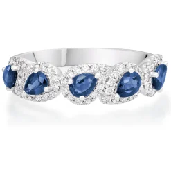 Beaverbrooks Platinum Diamond Sapphire Half Eternity Ring