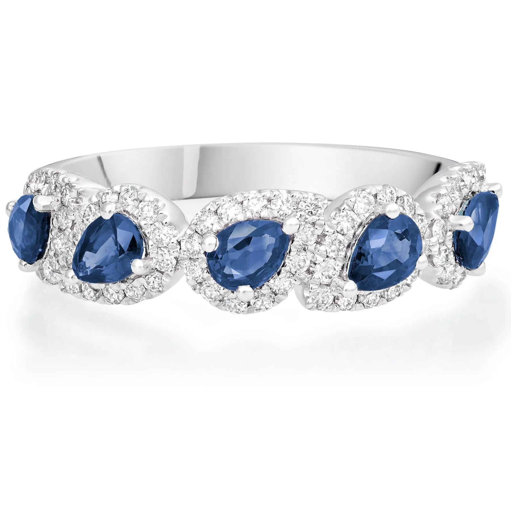 Beaverbrooks Platinum Diamond Sapphire Half Eternity Ring