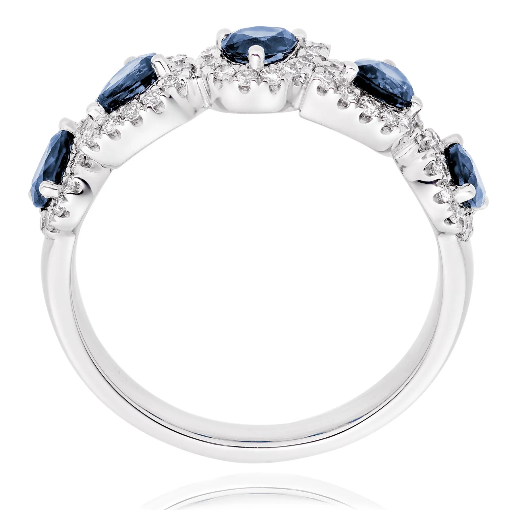 Beaverbrooks Platinum Diamond Sapphire Half Eternity Ring