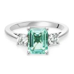 Beaverbrooks Platinum Diamond Tourmaline Engagement Ring