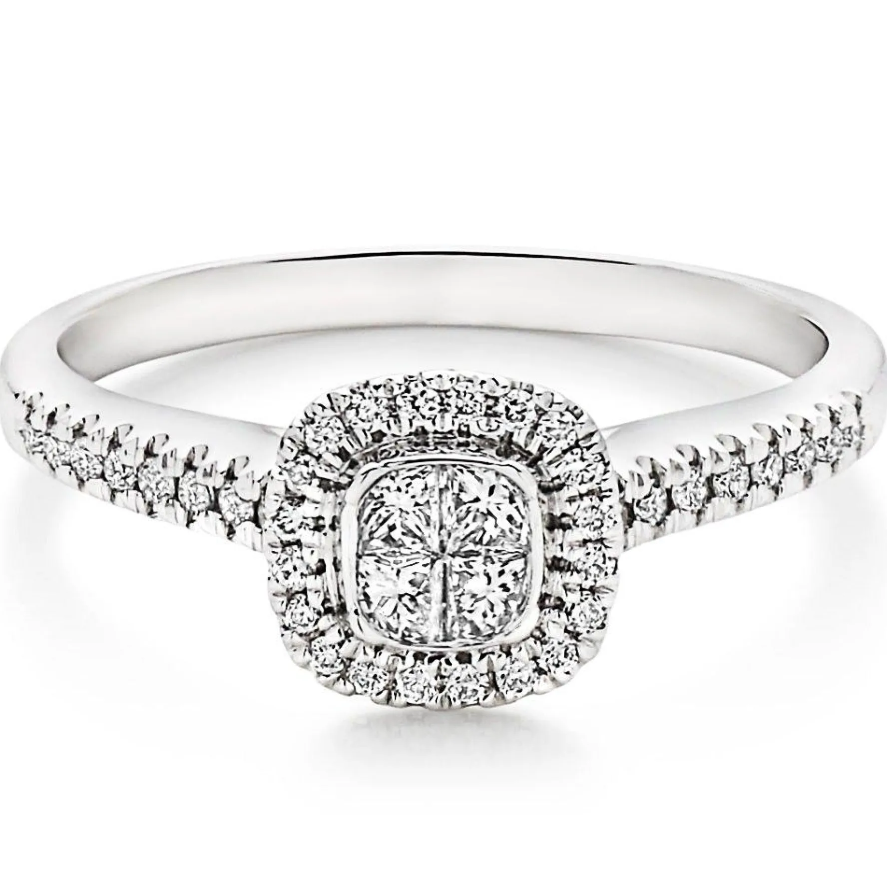 Beaverbrooks Platinum Diamond Halo Ring