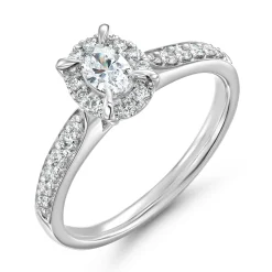 Beaverbrooks Platinum Diamond Oval Shaped Halo Engagement Ring