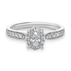 Beaverbrooks Platinum Diamond Oval Shaped Halo Engagement Ring