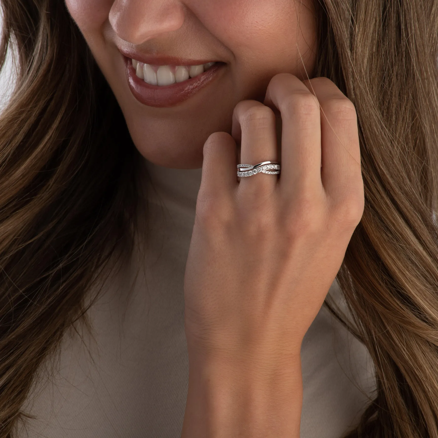 Beaverbrooks Platinum Diamond Half Eternity Ring