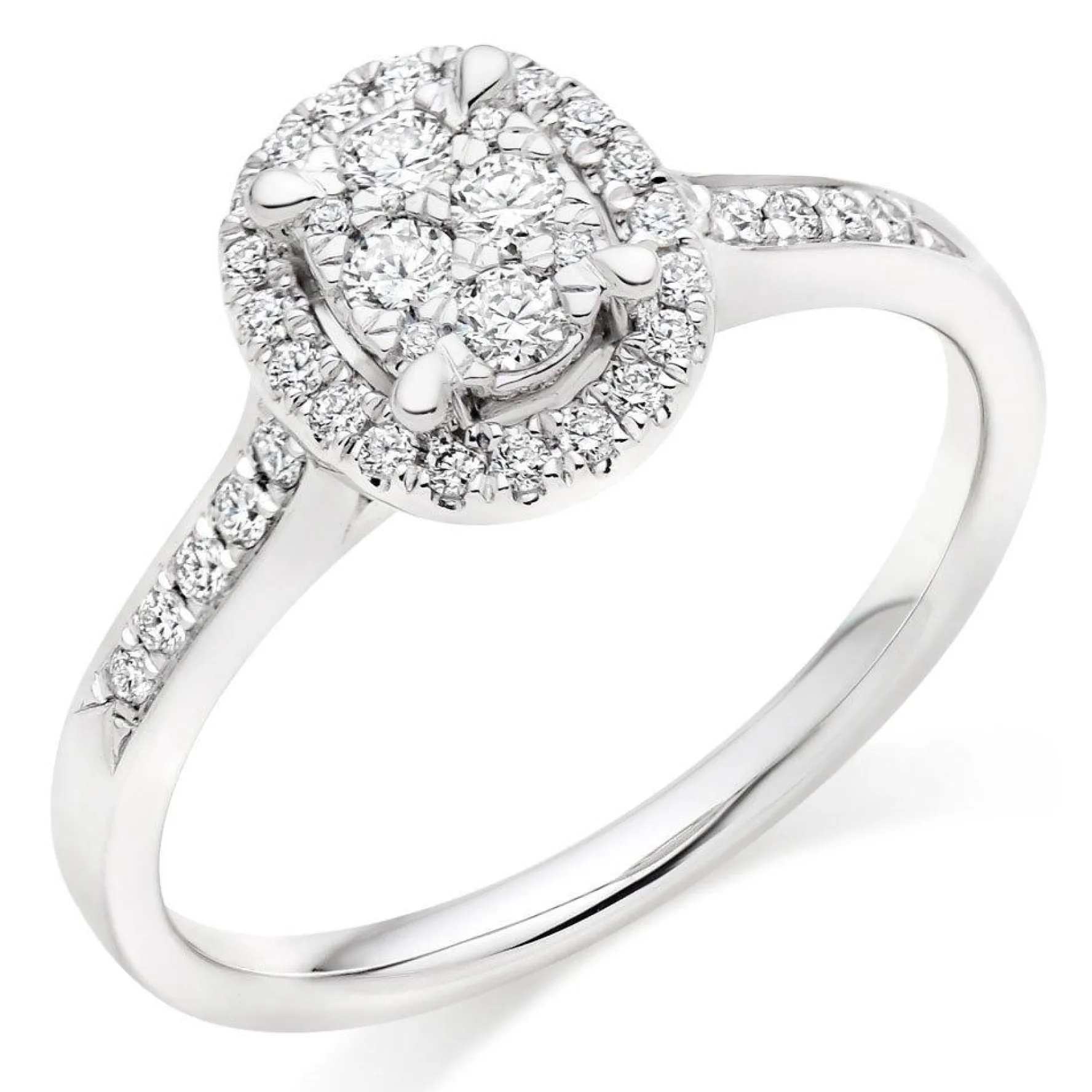Beaverbrooks Platinum Diamond Cluster Halo Ring