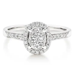 Beaverbrooks Platinum Diamond Cluster Halo Ring