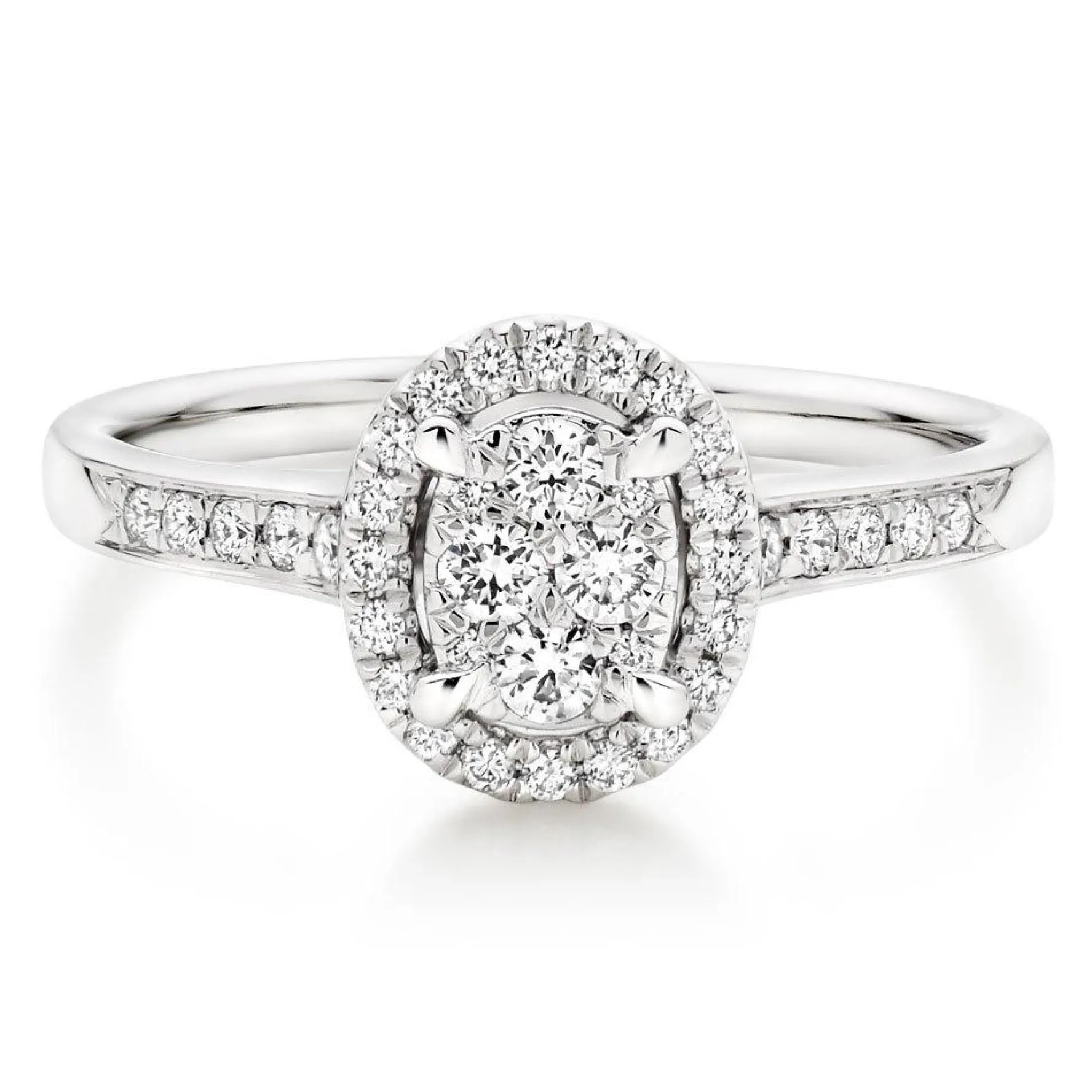 Beaverbrooks Platinum Diamond Cluster Halo Ring