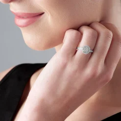 Beaverbrooks Platinum Diamond Cluster Halo Ring