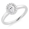 Beaverbrooks Platinum Diamond Oval Cut Halo Ring