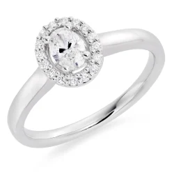 Beaverbrooks Platinum Diamond Oval Cut Halo Ring