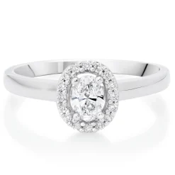 Beaverbrooks Platinum Diamond Oval Cut Halo Ring