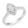 Beaverbrooks Platinum Diamond Marquise Cut Halo Ring
