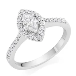 Beaverbrooks Platinum Diamond Marquise Cut Halo Ring