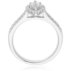 Beaverbrooks Platinum Diamond Marquise Cut Halo Ring