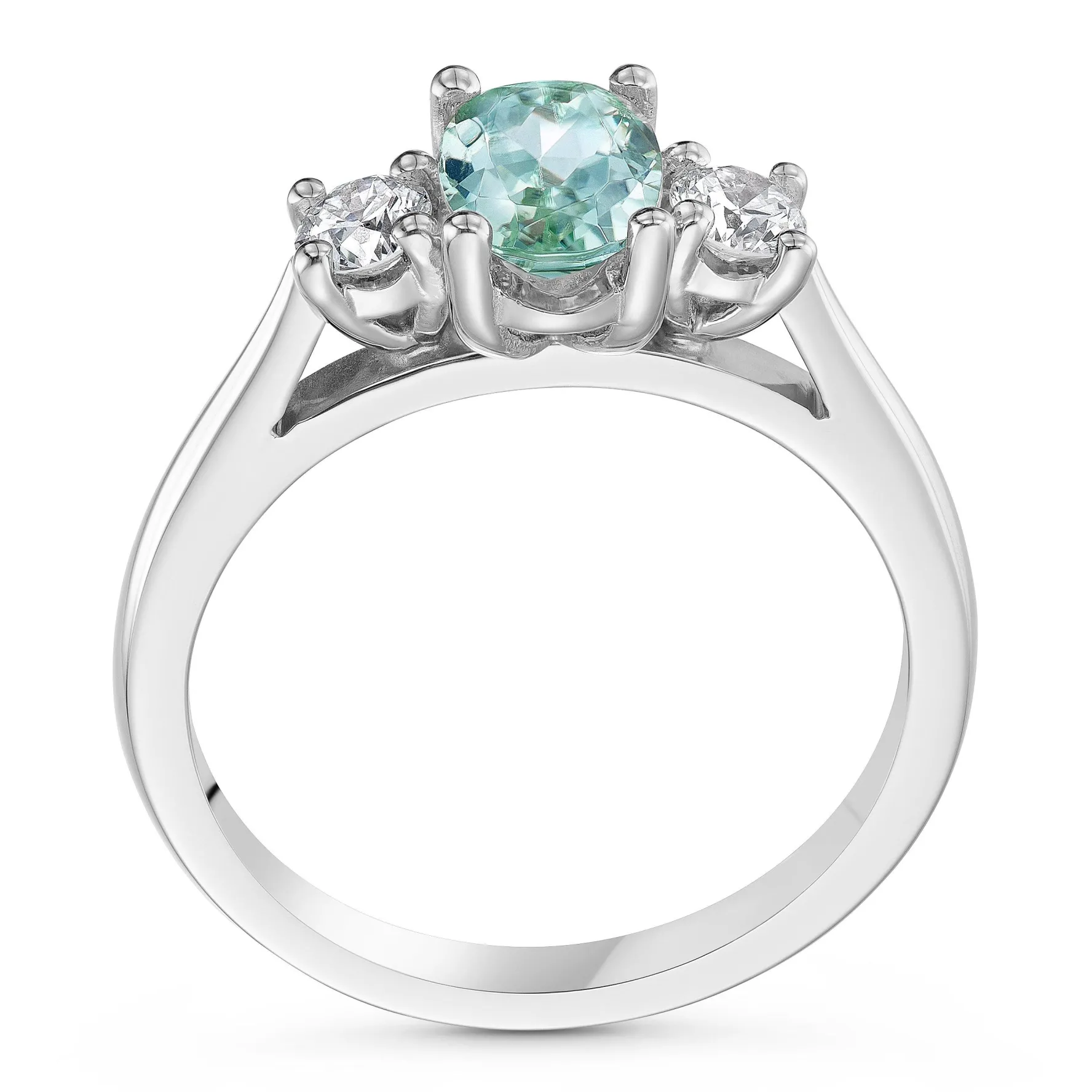 Beaverbrooks Platinum Diamond Tourmaline Engagement Ring