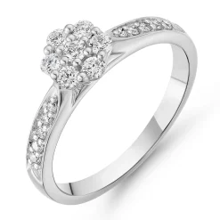 Beaverbrooks Platinum Diamond Cluster Engagement Ring