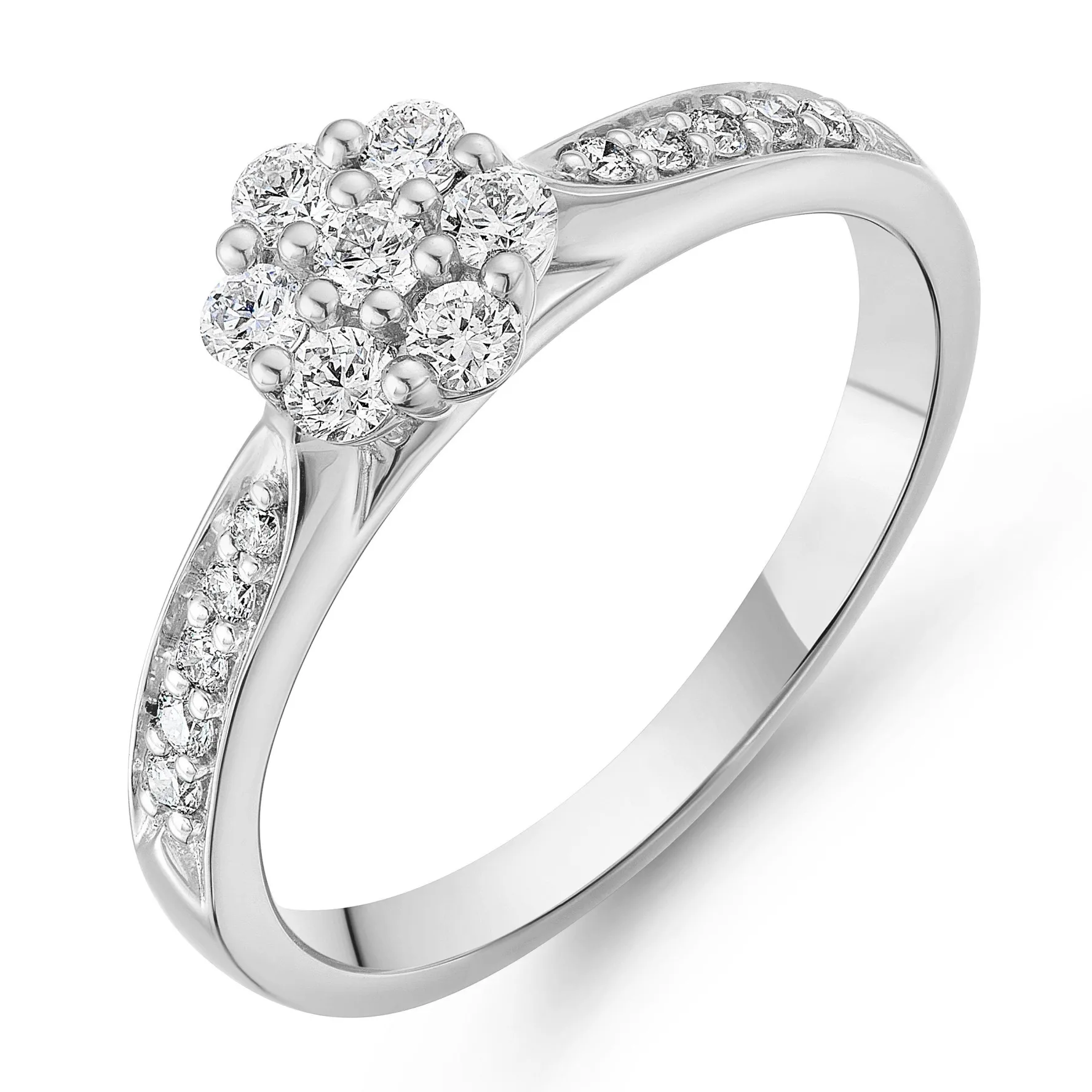 Beaverbrooks Platinum Diamond Cluster Engagement Ring