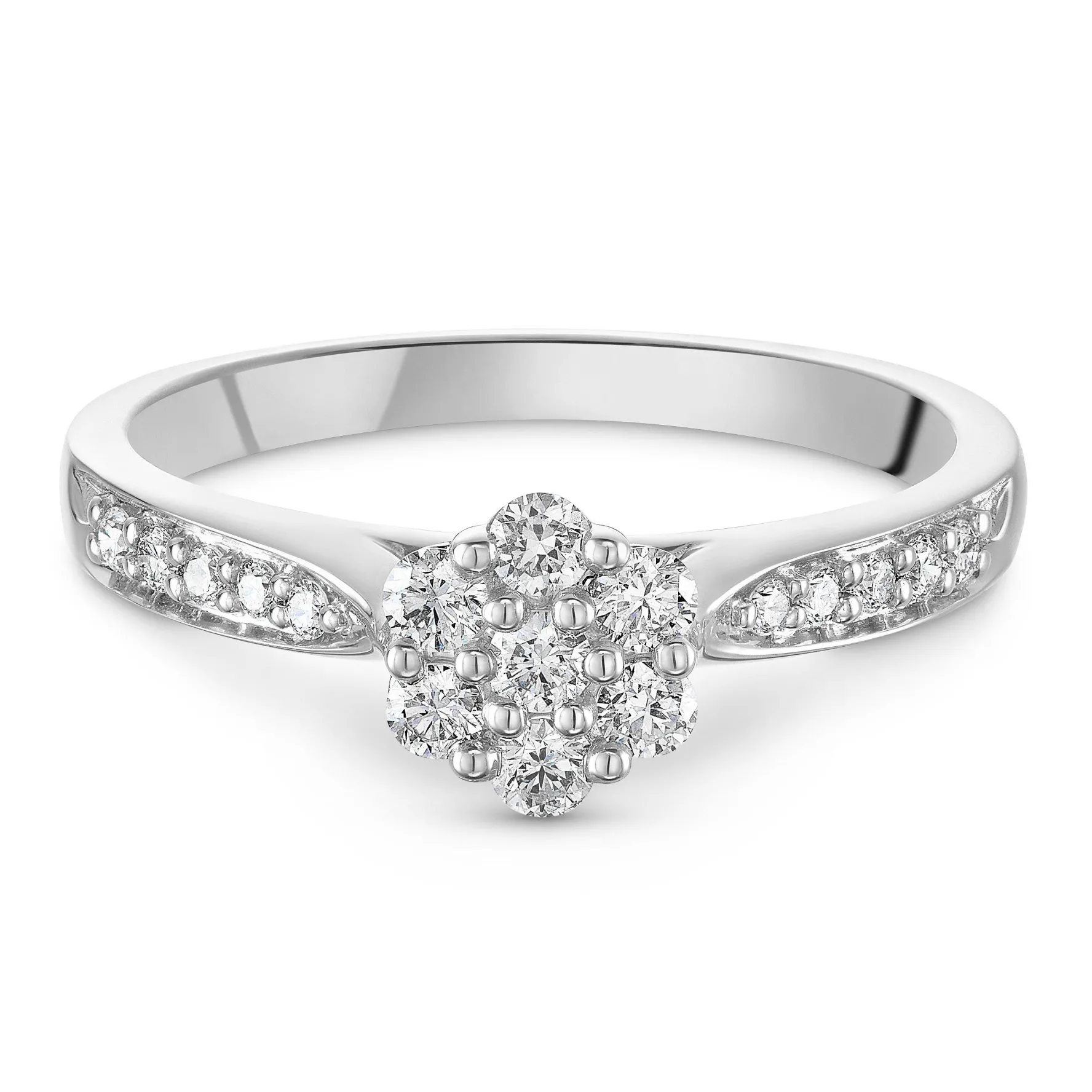 Beaverbrooks Platinum Diamond Cluster Engagement Ring
