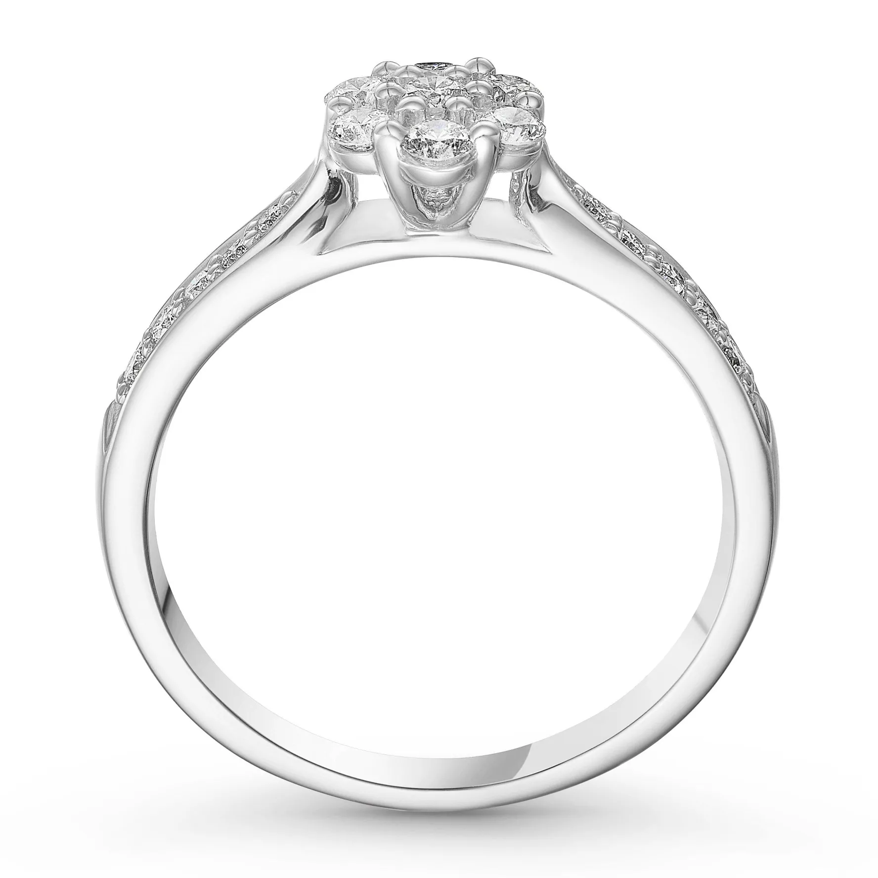 Beaverbrooks Platinum Diamond Cluster Engagement Ring