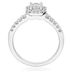 Beaverbrooks Platinum Emerald Cut Halo Diamond Ring