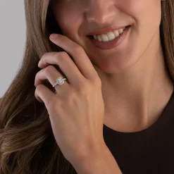 Beaverbrooks Platinum Emerald Cut Halo Diamond Ring
