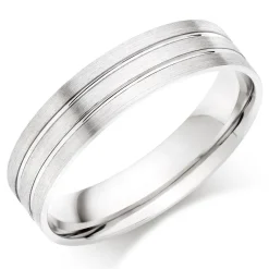 Beaverbrooks Platinum Fancy 5mm Men's Wedding Ring