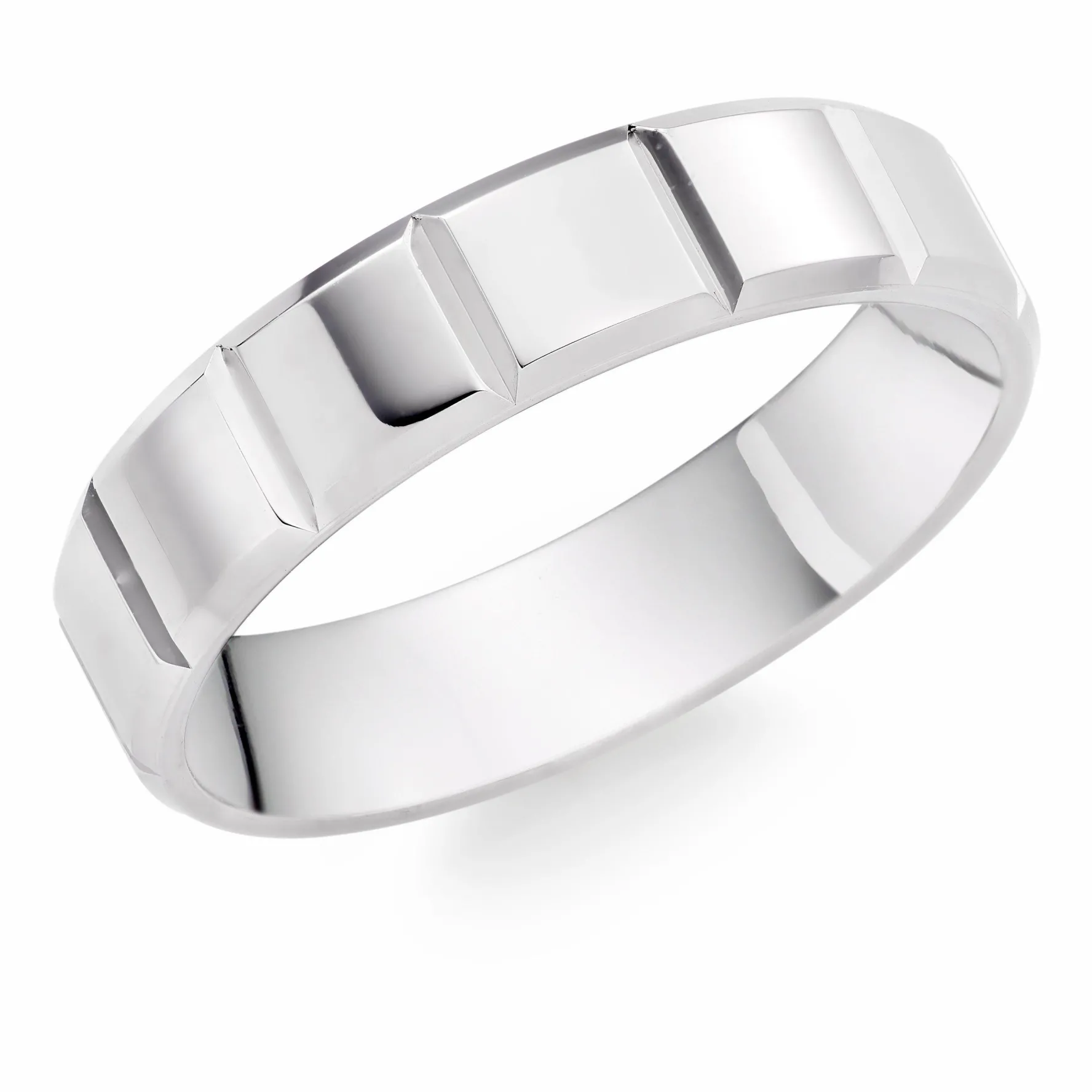 Beaverbrooks Platinum Fancy 5mm Men's Wedding Ring