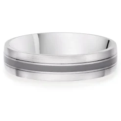 Beaverbrooks Platinum Grey Ceramic 5mm Men’s Wedding Ring