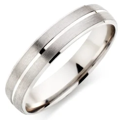 Beaverbrooks Platinum 5mm Brushed Men's Wedding Ring