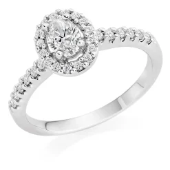 Beaverbrooks Platinum Oval Cut Diamond Halo Ring
