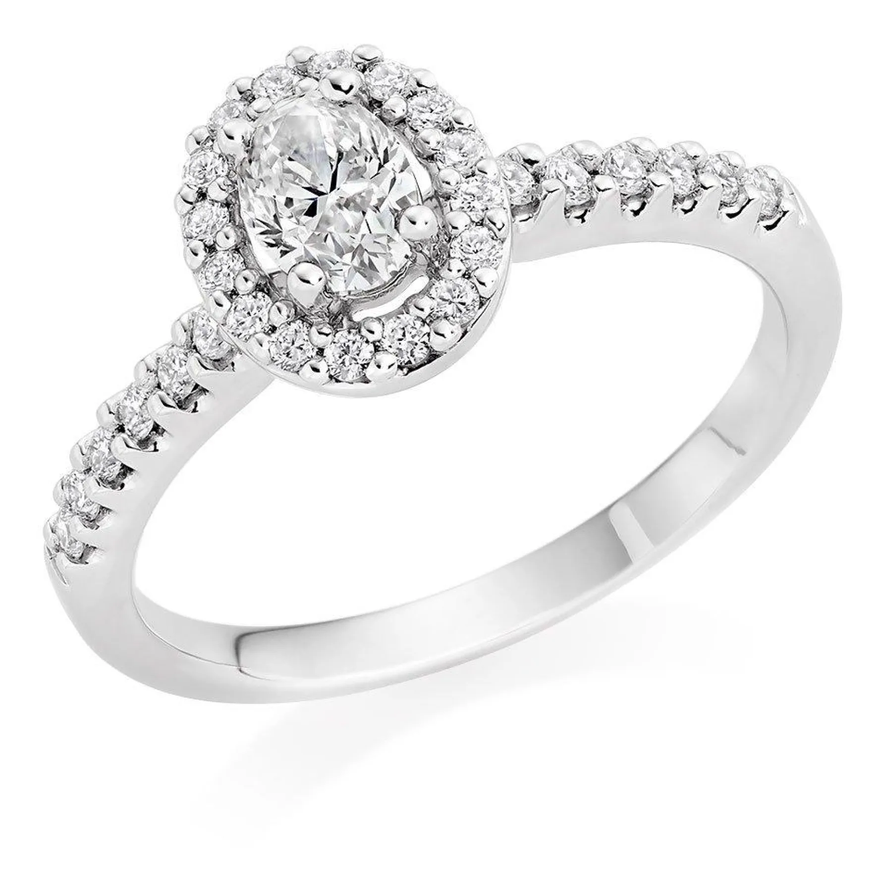 Beaverbrooks Platinum Oval Cut Diamond Halo Ring