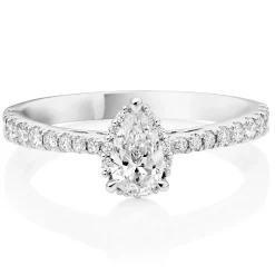 Beaverbrooks Platinum Pear Shaped Diamond Halo Ring