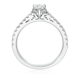 Beaverbrooks Platinum Pear Shaped Diamond Halo Ring