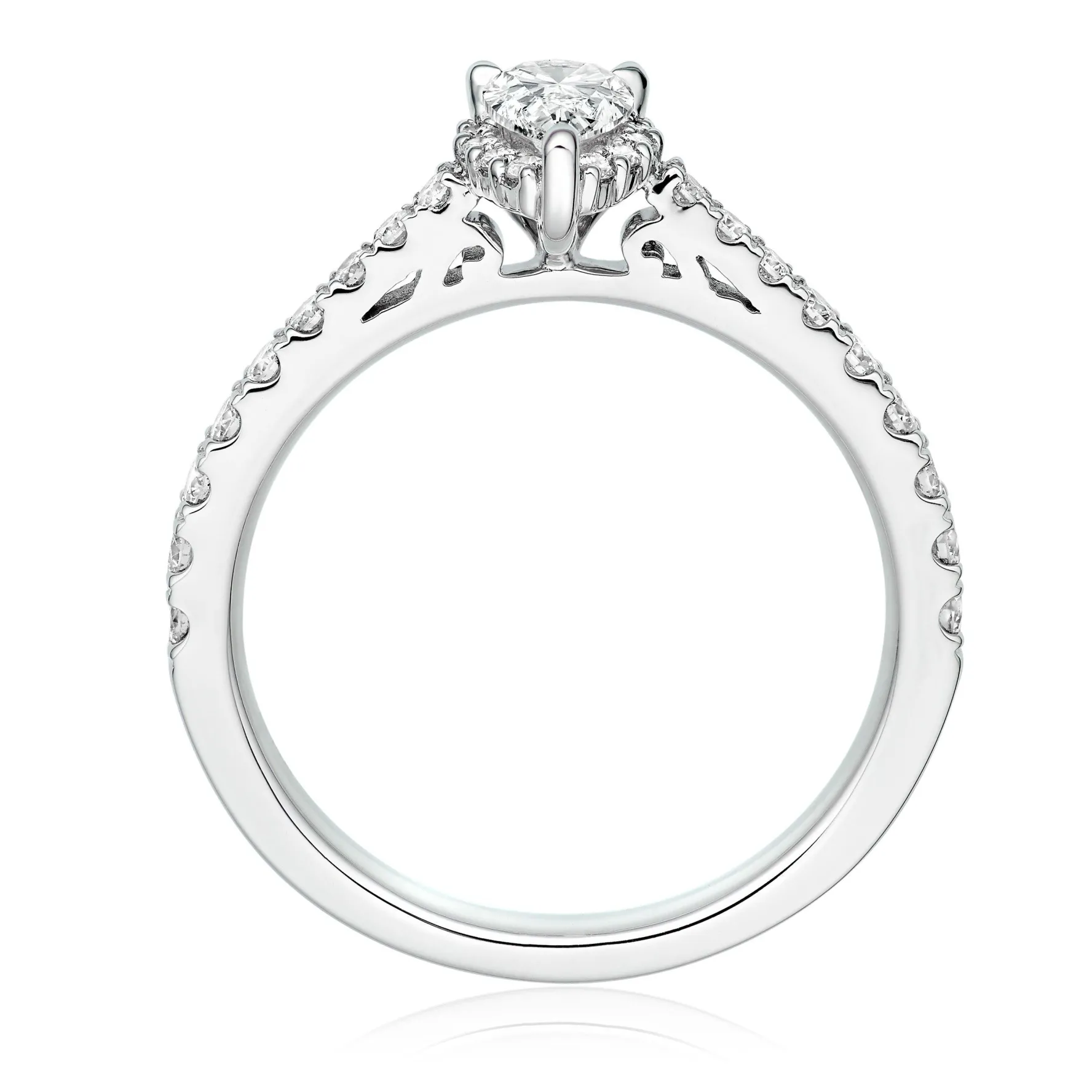 Beaverbrooks Platinum Pear Shaped Diamond Halo Ring
