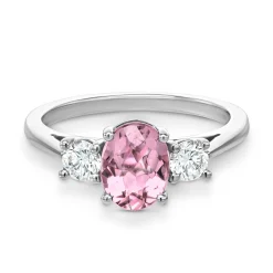 Beaverbrooks Platinum Pink Tourmaline Diamond Engagement Ring