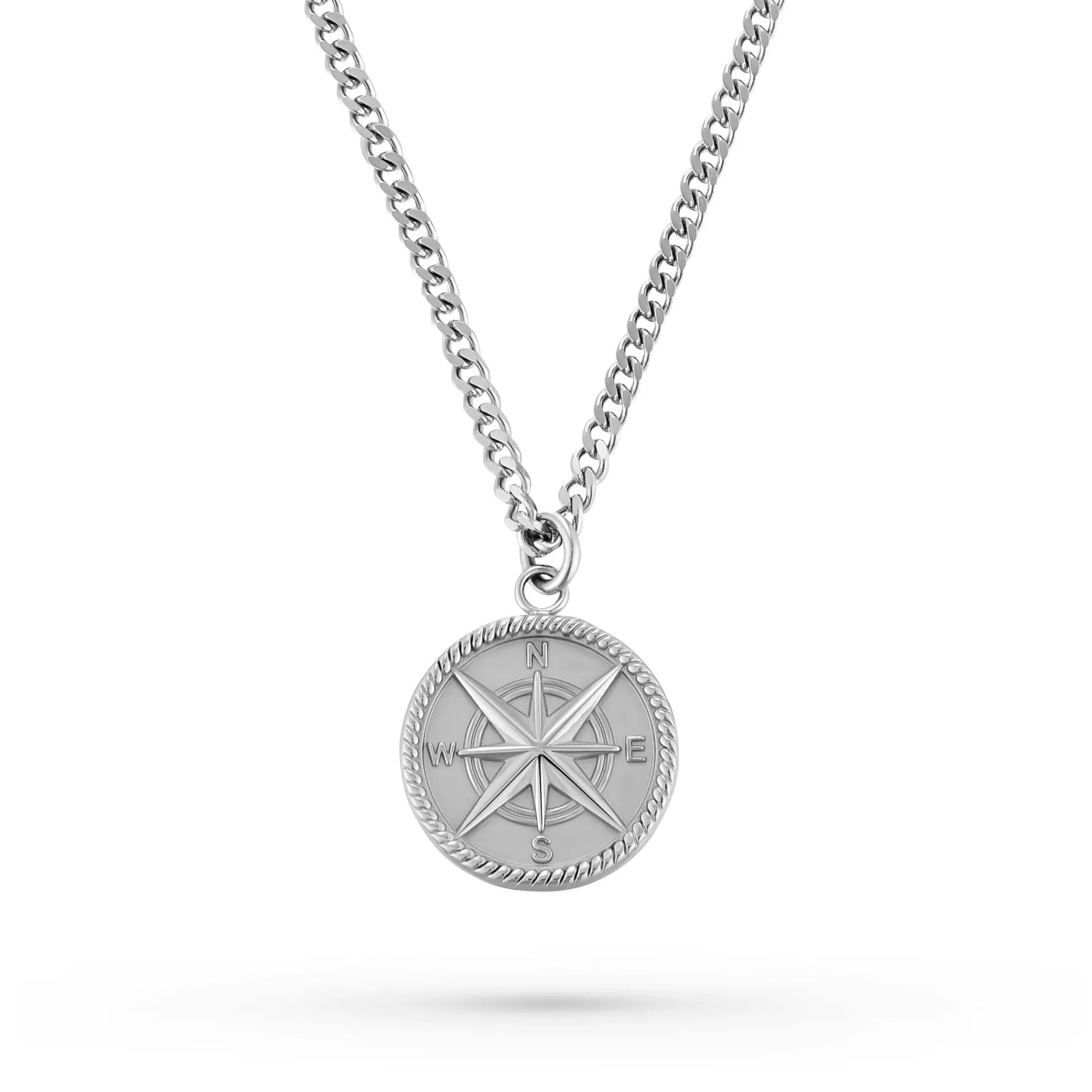 Beaverbrooks Rhodium Plated Compass Men’s Pendant