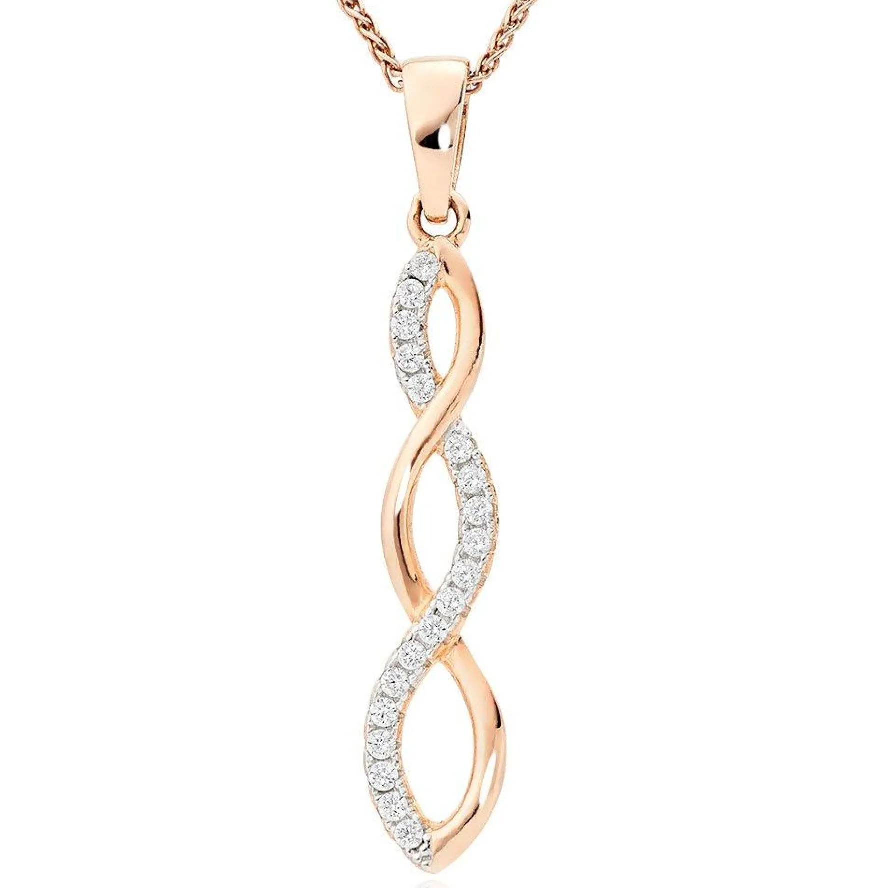 Beaverbrooks Rose Gold Plated Silver Cubic Zirconia Infinity Pendant