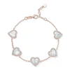 Beaverbrooks Rose Gold Plated Cubic Zirconia Mother of Pearl Heart Bracelet