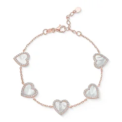 Beaverbrooks Rose Gold Plated Cubic Zirconia Mother of Pearl Heart Bracelet
