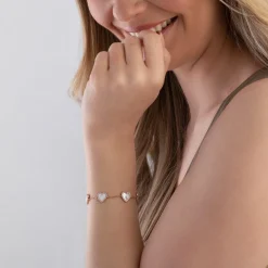 Beaverbrooks Rose Gold Plated Cubic Zirconia Mother of Pearl Heart Bracelet