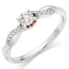 Beaverbrooks Rose Hearts 18ct White Gold and Rose Gold Diamond Solitaire Ring