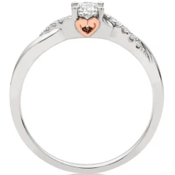 Beaverbrooks Rose Hearts 18ct White Gold and Rose Gold Diamond Solitaire Ring