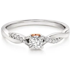 Beaverbrooks Rose Hearts 18ct White Gold and Rose Gold Diamond Solitaire Ring