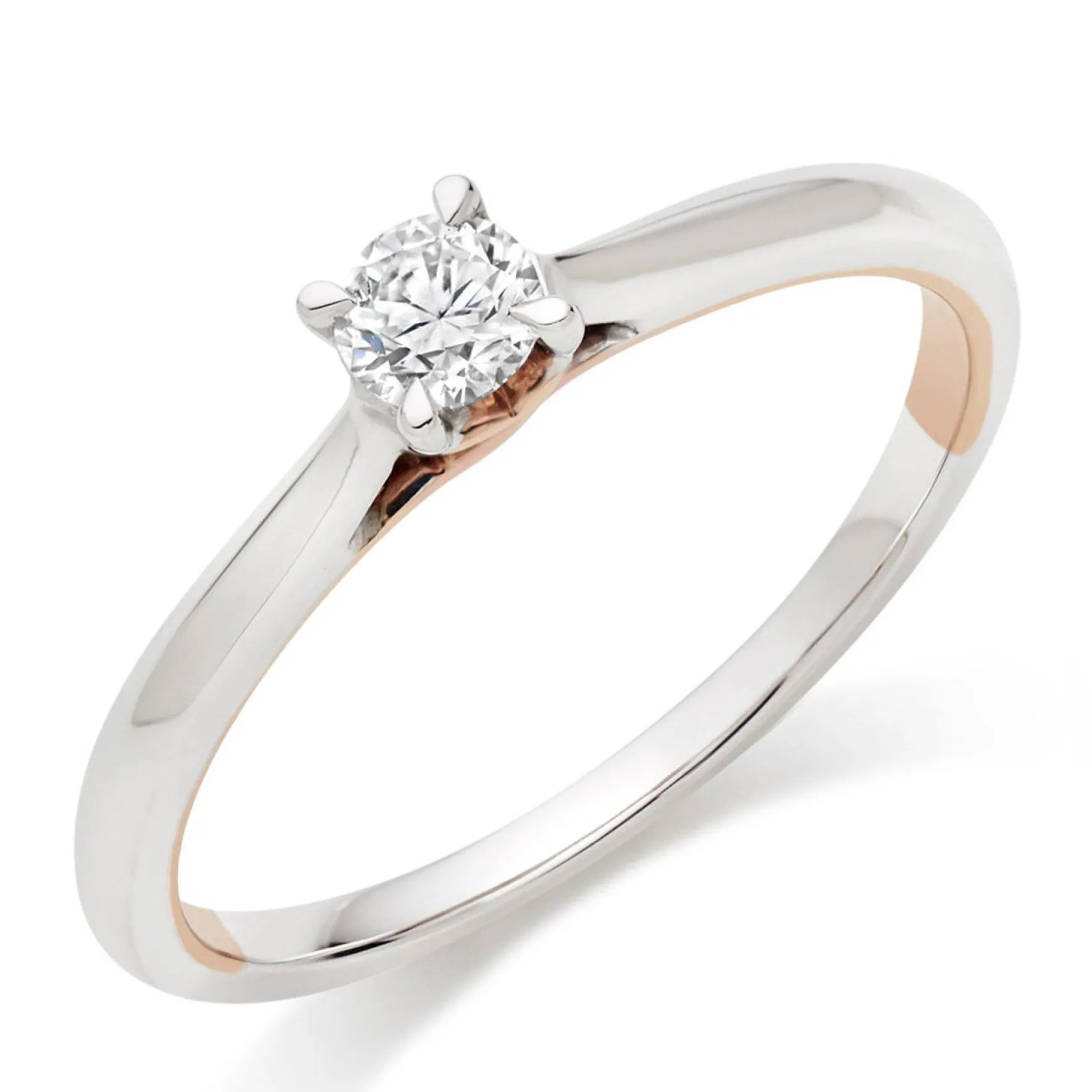 Beaverbrooks Rose Hearts 18ct White Gold and Rose Gold Diamond Solitaire Ring