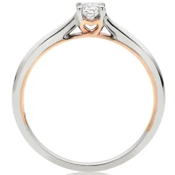 Beaverbrooks Rose Hearts 18ct White Gold and Rose Gold Diamond Solitaire Ring